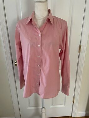 Eddie Bauer Light Pink Thin-Striped Dress Shirt wrinkle free